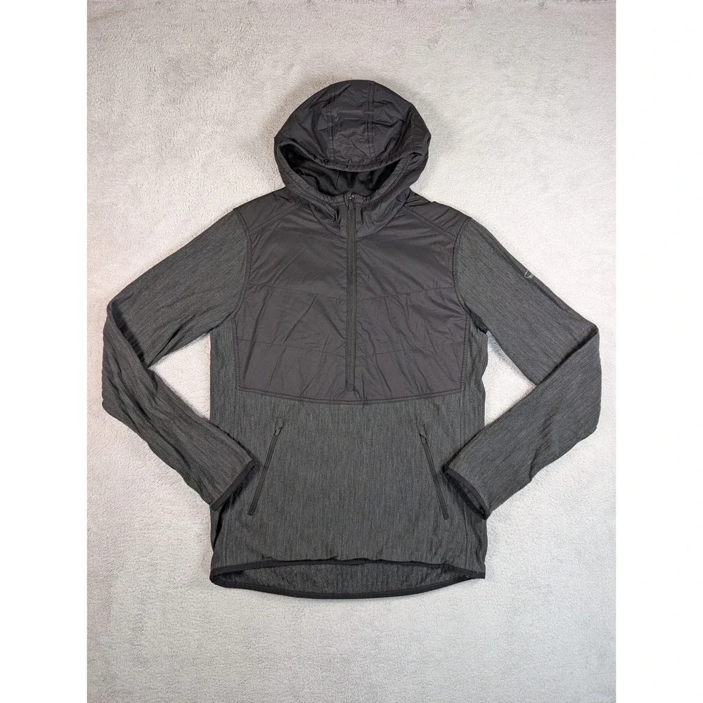 Icebreaker Descender Merino Wool Hybrid Half Zip Hoodie Gray Mens Medium